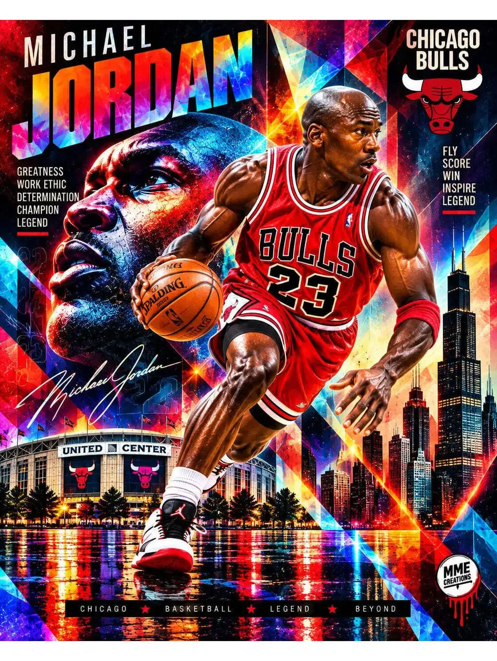 4703 Michael Jordan Infrared × Prismatic AG Collection 8x10 Sports Print